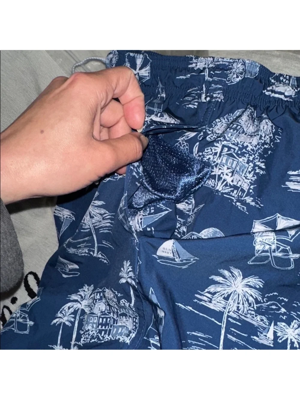 Old Navy small Navy Blue Tropical nautical Print Swim Shorts
